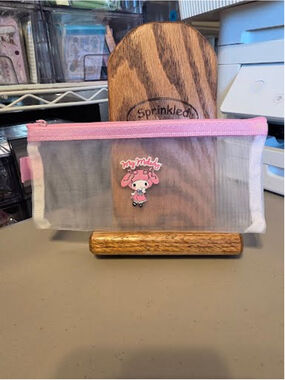 #MEL-2343 My Melody Mesh Pencil Pouch - Zippered - 8x3.5"